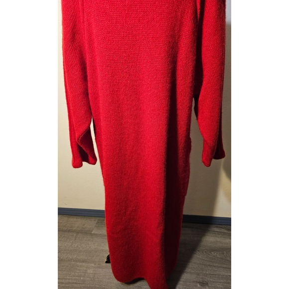 Vtg NWT I.B. Diffusion Red Mohair Blend Long Sweater Coat M Shoulder Pads - Picture 9 of 11